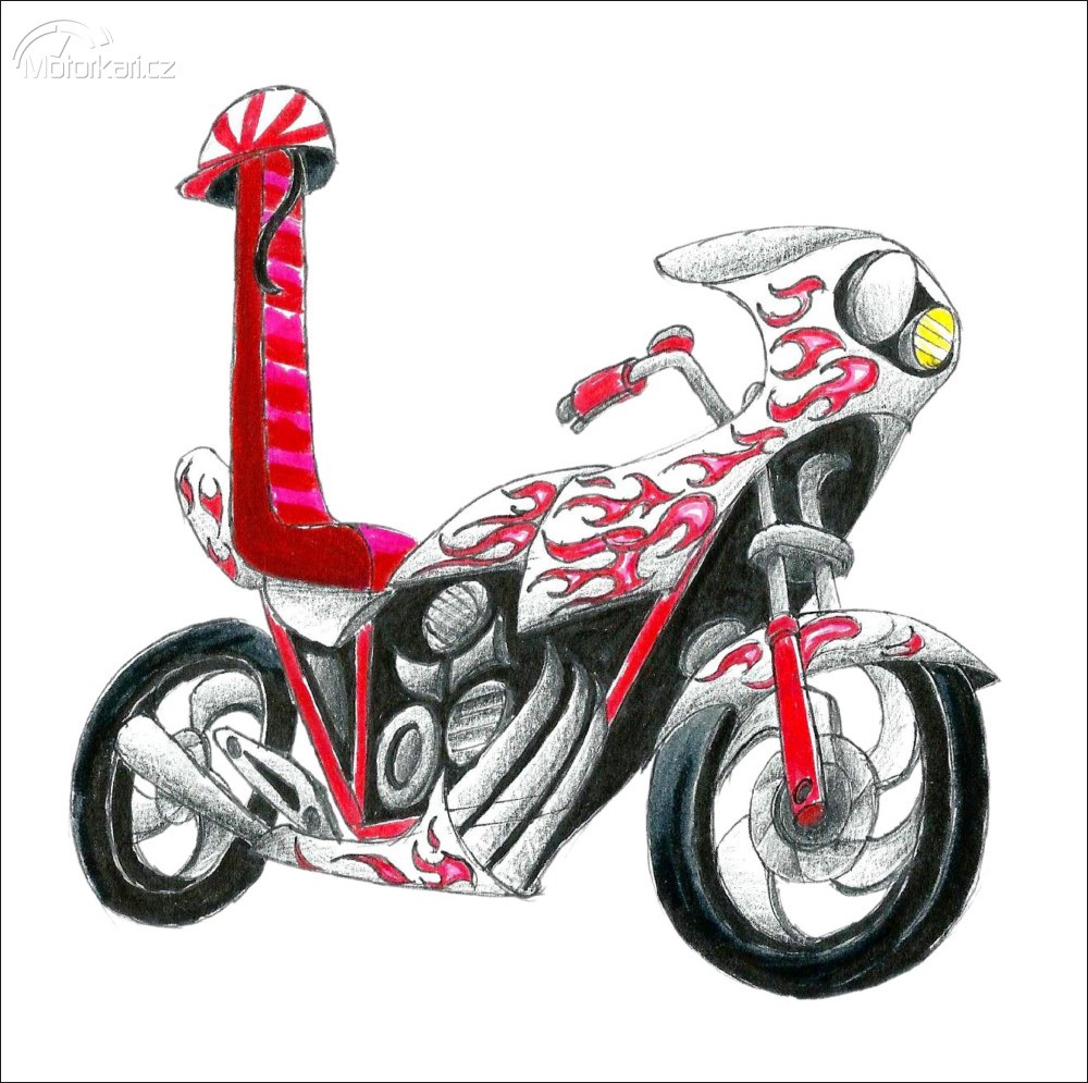 Мотоцикл рисунок цветной